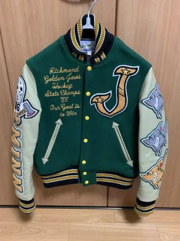 WHITESVILLE 화이츠빌 풀 데코 가죽 바시티 자켓 36 S 사이즈