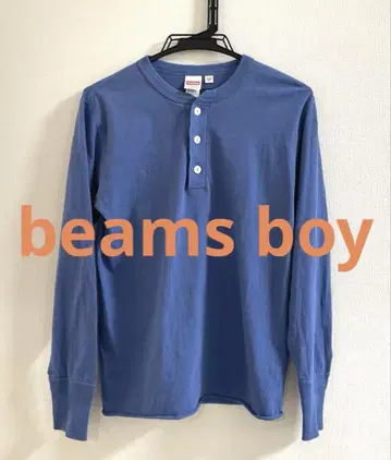 BEAMSBOY healthknit 헨리넥 롱 T셔츠 블루