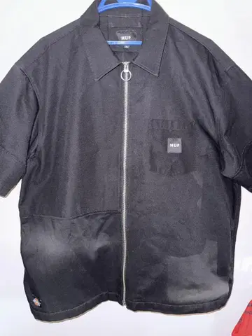 HUF dickies 콜라보 블랙 반팔 셔츠 XL