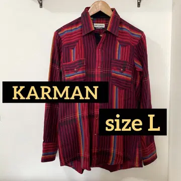 karman 웨스턴 셔츠 L 사이즈 스트라이프 보르도