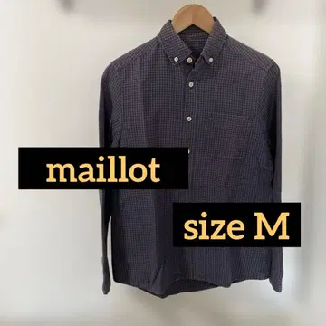 maillot (마이요) 깅엄 체크 셔츠 M 사이즈 네이비 일본제