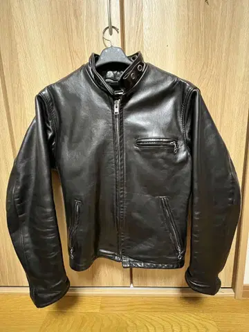 Schott 블랙 싱글 라이더 옷깃 38인치 이너 보아 부착