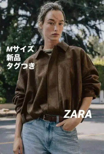 [ 완판템 ] ZARA 자라 스웨이드 느낌 봄버 자켓 다크 브라운 M