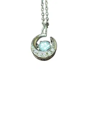 초승달 모양 펜던트 목걸이, 초승달 펜던트, 아쿠아 마린 탑 증정 포함