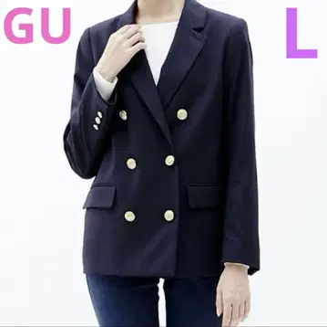 GU 더블 자켓 골드 버튼 테일러드 네이비 L