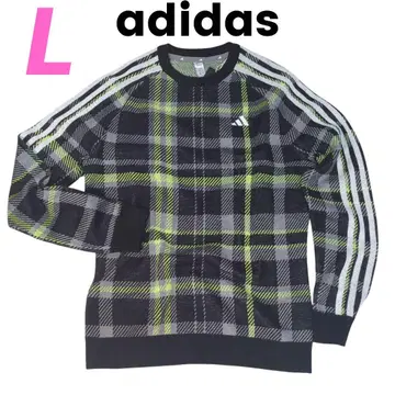 L 아디다스 블랙 체크 스웨터 여성용 골프 의류 adidas