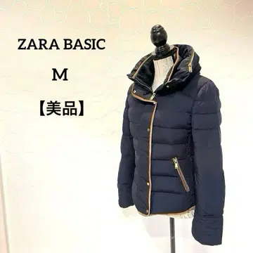 새상품급 ZARA BASIC 다운 자켓 숏 기장 후드 부착 네이비 M