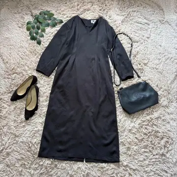 6351 아비도쿄 롱 원피스 [ M ] 블랙/긴팔/V넥/맥시
