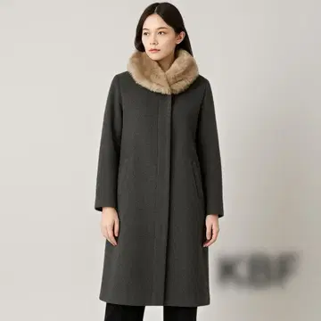 KBF 그레이 퍼 롱 코트 노카라풍 F 어반 리서치