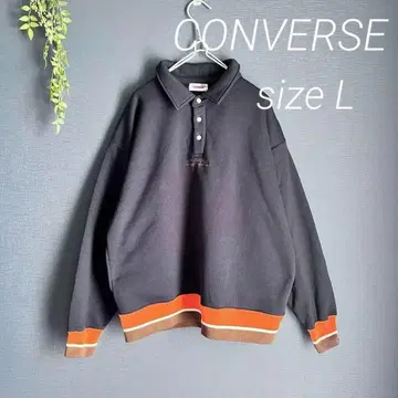 CONVERSE [ L ] 맨투맨 트레이닝복 리브 라인 속기모 네이비