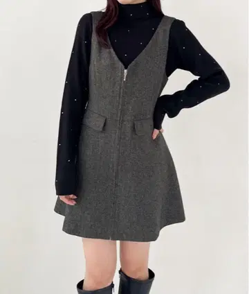 Heather 헤링본 ZIP 미니 점프슈트 234279