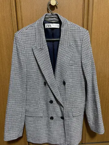 ZARA 더블 브레스트 체크 자켓