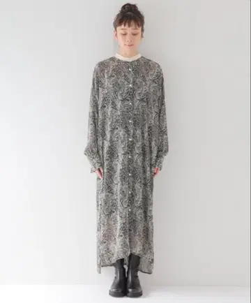 요크 개더 페이즐리 원피스