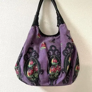 [ 중고 ] ANNA SUI 꽃무늬 토트백 보라색