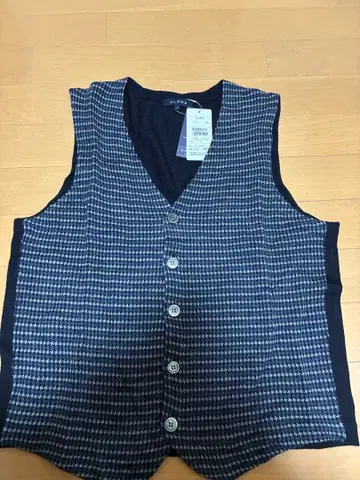 ALPHA 울 100% 체크 무늬 베스트 L