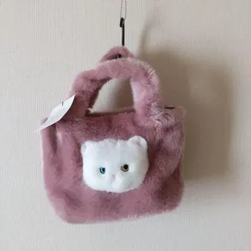 KOYA GUCHI 퍼 고양이 얼굴 토트백 핑크 미사용