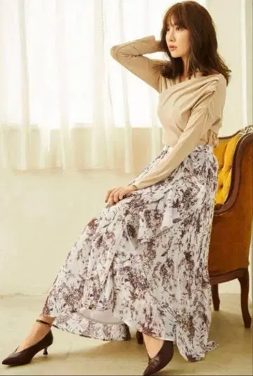 Herlipto Pleated Chiffon Long Skirt
