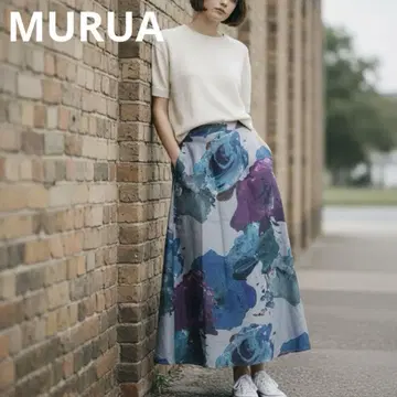 MURUA 무루아 꽃무늬 롱 페인트 시어 스커트 S 그레이