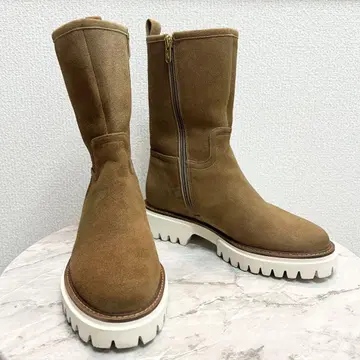 새상품급 긴자 카네마츠 우천 겸용 스웨이드 부츠 탱크 밑창 카멜 22cm