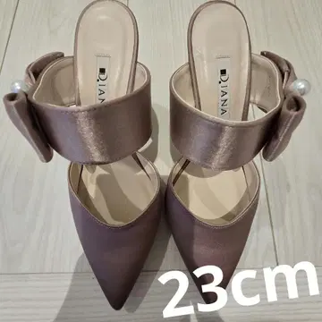 DIANA 펄 장식 리본 뮬 핑크 23cm