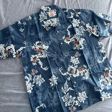 카리유시 알로하 셔츠 일본제 L 사이즈 꽃무늬