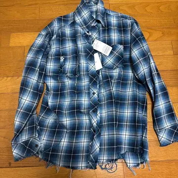 Rafu 앤티크 체크 셔츠 M 블루 새상품