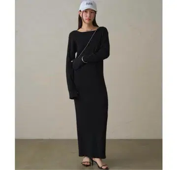 택 포함 Loungedress 심플 리브 니트 원피스 블랙 L