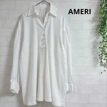 [새상품급] AMERI 아메리 이소재 도킹 긴팔 셔츠 상의 둥근 버튼