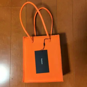 오렌지 미니 토트백 합성 피혁