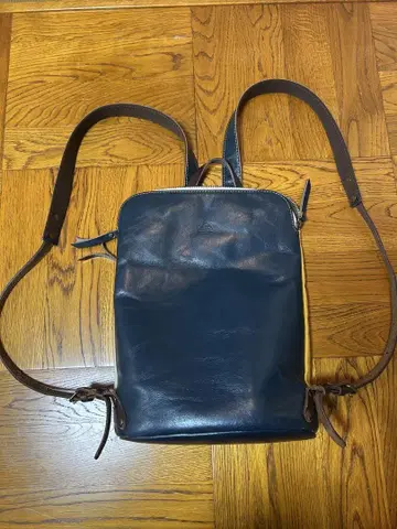 네이비 가죽 캔버스 백팩 alto