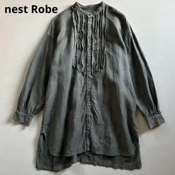 네스트로브 천연 염색 스티치워크 롱 셔츠