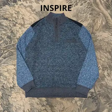 INSPIRE 하프 지퍼 어깨 패치 니트 스웨터