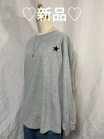 새상품 그레이 긴팔 T셔츠 별 자수