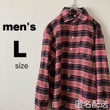 [ 익명 배송 ] 남성용 플란넬 셔츠 핑크 계열 체크 L 사이즈