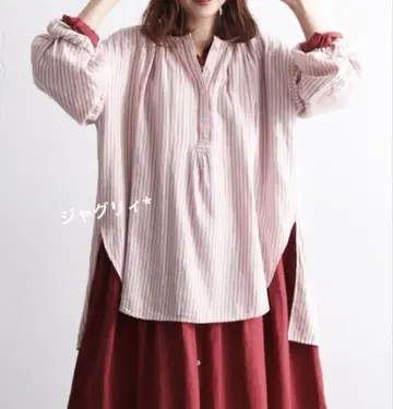 soulberry 스트라이프 셔츠 복슬복슬 빨간색 L