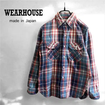 일본제 WEARHOUSE 웨어하우스 밴드 포함 체크 헤비 플란넬 셔츠