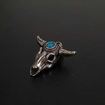 소 머리 펜던트 목걸이 터콰이즈 실버 지르코니아 은