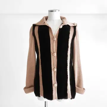 1970s 80s 유로 빈티지 퍼 니트 재킷