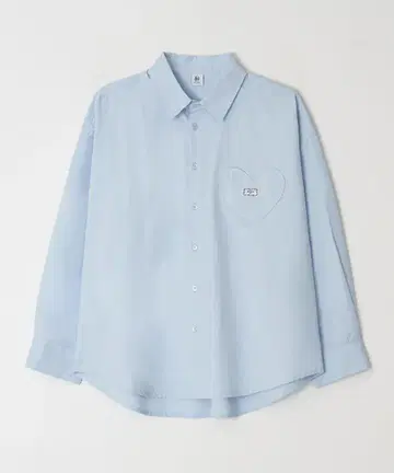 [ RONRON ] 라이트 블루 긴팔 셔츠 하트 자수