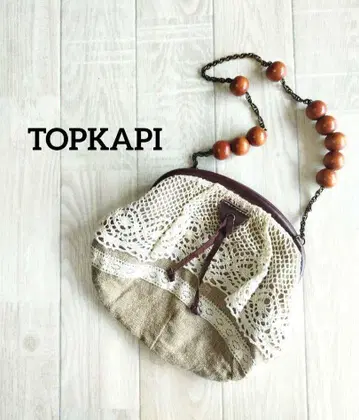 TOPKAPI 모리걸 y2k 백 가마구치 사다리 레이스 우드비즈