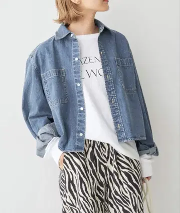 스픽 앤 스팬 숏 데님 셔츠