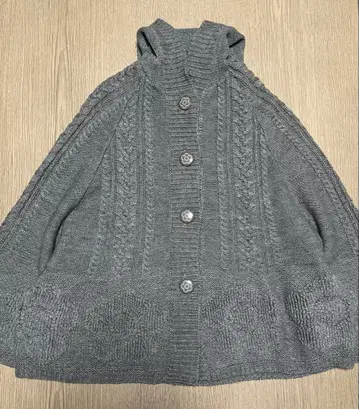 마리콴트 후드 부착 판초 그레이