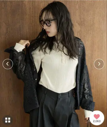 리브 긴팔 티셔츠 아이보리 프리 사이즈