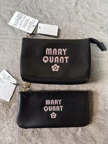 MARY QUANT 글리터 레트로 로고 파우치 펜 케이스 세트 2종
