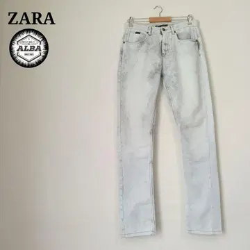 ZARA 자라 스키니 데님 청바지 추상 패턴 화이트 31