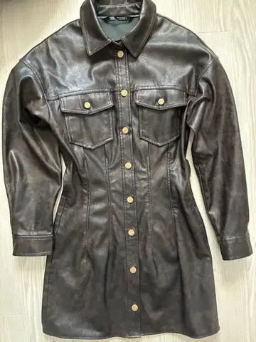 다크 브라운 가죽 원피스 ZARA