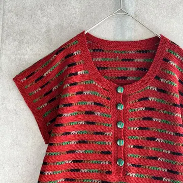 [ 구하기 어려움 ] 롱 원피스 디자인 니트 보더 크림슨 계열 유일무이