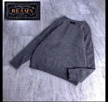 BEAMS 비빔즈 크루넥 울 니트 스웨터 그레이 M