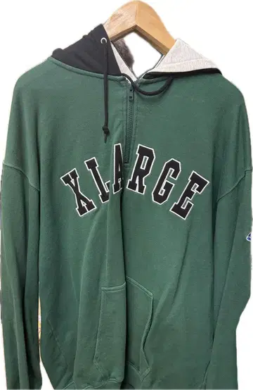 XLARGE 그린 컬러 후드티 이중 후드