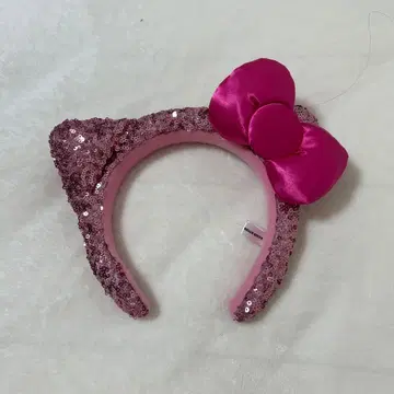 핑크 고양이 귀 머리띠 리본 포함